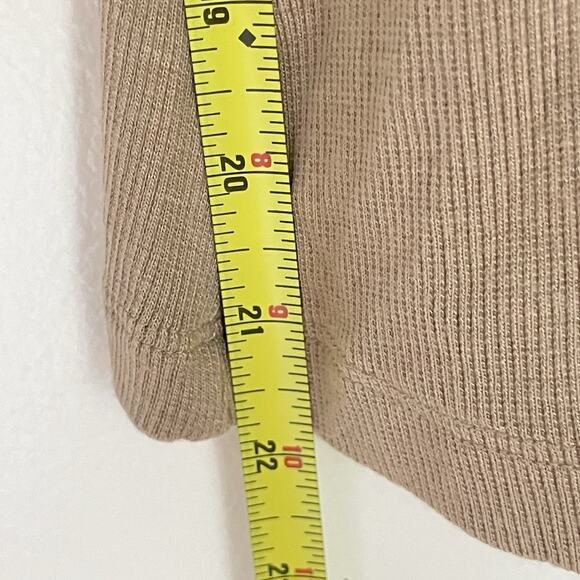 Y2K Taupe Babydoll Top M NWT Gold Sequin Trim Fitted Long Sleeve Stretchy - Picture 7 of 7